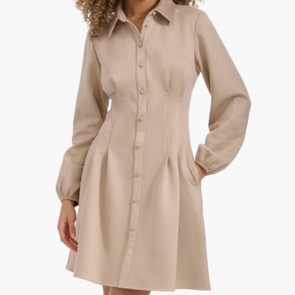 Kensie Cream Long Sleeve Dress - Picture 1 of 8